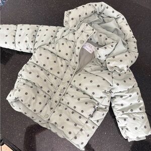 Zara Minty Green Polka Dot Puffer Coat